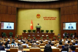 Chủ tịch nước Lương Cường trình bày Báo cáo tổng kết công tác nhiệm kỳ 2021-2026 của Chủ tịch nước trong phiên khai mạc ngày 20/10. (Ảnh: Phạm Kiên/TTXVN)