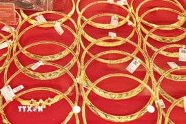 Vàng trang sức bày bán tại Công ty Bảo Tín Mạnh Hải. (Ảnh: Trần Việt/TTXVN)