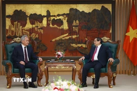 Thủ tướng Phạm Minh Chính tiếp Đại tướng Sergei Shoigu, Thư ký Hội đồng An ninh Liên bang Nga. (Ảnh: Dương Giang/TTXVN)