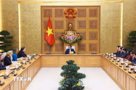 Thủ tướng Phạm Minh Chính tiếp Đại sứ Hoa Kỳ tại Việt Nam Marc Knapper. (Ảnh: Dương Giang/TTXVN)