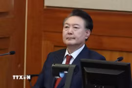 Ông Yoon Suk Yeol tại Tòa án Hiến pháp ở Seoul, Hàn Quốc ngày 20/2/2025. (Ảnh: Yonhap/TTXVN)