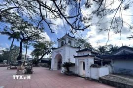 Các chi tiết chạm khắc, lớp sơn cổ và hệ thống cổ vật, long ngai, bài vị tại đền Bạch Mã vẫn được gìn giữ gần như nguyên vẹn, minh chứng cho bàn tay tài hoa của những nghệ nhân xưa. (Ảnh: Bích Huệ/TTXVN)