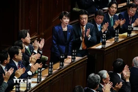 Thủ tướng Nhật Bản Takaichi Sanae tại phiên họp Quốc hội ở Tokyo ngày 18/2/2026. (Ảnh: THX/TTXVN)