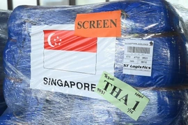 Hàng viện trợ khẩn cấp của Singapore cho người dân vùng thiên tai ở Tuyên Quang. (Nguồn: Bộ Nông nghiệp và Môi trường)