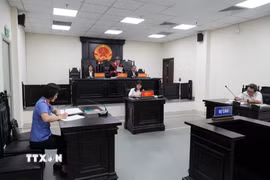 Hội đồng xét xử tuyên án phạt bị cáo Đoàn Bảo Châu 7 năm tù. (Ảnh: Kim Anh/TTXVN)