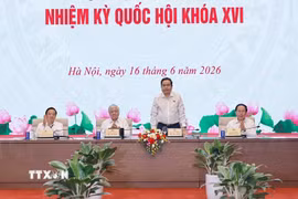 Chủ tịch Quốc hội Trần Thanh Mẫn chủ trì Hội nghị triển khai thực hiện Định hướng lập pháp nhiệm kỳ Quốc hội khóa XVI. (Ảnh: Doãn Tấn/TTXVN)