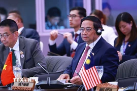 Thủ tướng Phạm Minh Chính dự và phát biểu tại Phiên đối thoại với đại diện Hội đồng Tư vấn kinh doanh ASEAN (ASEAN BAC). (Ảnh: Dương Giang/TTXVN)