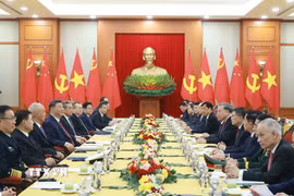Tổng Bí thư Tô Lâm hội đàm với Tổng Bí thư, Chủ tịch nước Trung Quốc Tập Cận Bình. (Ảnh: Thống Nhất/TTXVN)
