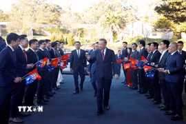 Tổng Bí thư, Chủ tịch nước Tô Lâm dự Lễ khánh thành trụ sở mới Đại sứ quán Việt Nam tại Australia. (Ảnh: Thống Nhất/TTXVN)