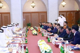 Thủ tướng Phạm Minh Chính hội đàm với Thủ tướng Nhà nước Kuwait Sheikh Ahmad Abdullah Al-Ahmad Al Sabah. (Ảnh: Dương Giang/TTXVN)