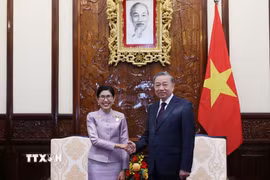Tổng Bí thư, Chủ tịch nước Tô Lâm tiếp Đại sứ Vương quốc Thái Lan Urawadee Sriphiromya tới trình Quốc thư, nhận nhiệm vụ tại Việt Nam. (Ảnh: Lâm Khánh/TTXVN)