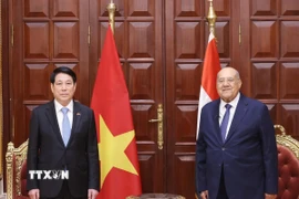 Chủ tịch nước Lương Cường hội kiến Chủ tịch Thượng viện Ai Cập Abdel-Wahab Abdel-Razek. (Ảnh: Lâm Khánh/TTXVN)