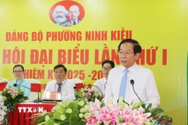 Ông Đỗ Thanh Bình, Ủy viên Trung ương Đảng, Bí thư Thành ủy Cần Thơ phát biểu chỉ đạo Đại hội. (Ảnh: Ngọc Thiện/TTXVN)