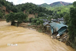 Mưa lũ gây thiệt hại tại bản Suối Lư, xã Xa Dung, tỉnh Điện Biên. (Ảnh: TTXVN)