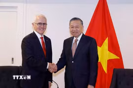 Tổng Bí thư, Chủ tịch nước Tô Lâm tiếp nguyên Thủ tướng Australia Malcolm Turnbull AC, Chủ tịch Công ty công nghệ Advanced Navigation. (Ảnh: Thống Nhất/TTXVN)