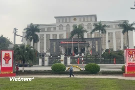 Panô tuyên truyền về bầu cử tại xã Trấn Yên, tỉnh Lào Cai. (Ảnh: Trí Đức/Vietnam+)