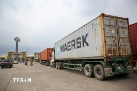 Hoạt động xuất nhập khẩu hàng hóa tại khu vực Cửa khẩu quốc tế Mộc Bài, tỉnh Tây Ninh. (Ảnh: Giang Phương/TTXVN)