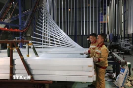 Lãnh đạo Công ty Trách nhiệm hữu hạn Tungyang thuộc Tập đoàn Ricco (xã Mao Điền, thành phố Hải Phòng) có kế hoạch sắp xếp ca kíp hợp lý, cho công nhân nghỉ làm ngày chủ nhật để công nhân có điều kiện và sức khỏe tốt nhất để tham gia bầu cử. (Ảnh: Mạnh Minh/TTXVN)