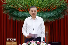 Tổng Bí thư, Chủ tịch nước Tô Lâm, Trưởng Ban Chỉ đạo Trung ương về tổng kết thực tiễn và nghiên cứu sửa đổi, bổ sung Điều lệ Đảng phát biểu chỉ đạo. (Ảnh: Thống Nhất/TTXVN)