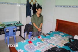 Đối tượng Đỗ Đình Mai (sinh năm 1967, tạm trú tại xã Thoại Sơn, tỉnh An Giang) bị bắt để điều tra về hành vi trộm cắp tài sản. (Ảnh: TTXVN phát)