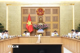 Thủ tướng Phạm Minh Chính kết luận buổi làm việc về tháo gỡ vướng mắc trong hoạt động hợp chuẩn hàng hóa. (Ảnh: Dương Giang/TTXVN)