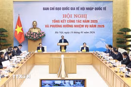 Thủ tướng Phạm Minh Chính chủ trì Hội nghị tổng kết công tác năm 2025 của Ban Chỉ đạo Quốc gia về hội nhập quốc tế. (Ảnh: Dương Giang/TTXVN)
