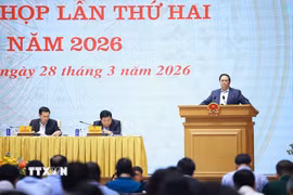 Thủ tướng Phạm Minh Chính phát biểu tại phiên họp lần thứ hai của Ban Chỉ đạo về phát triển khoa học công nghệ và Đề án 06. (Ảnh: Dương Giang/TTXVN)