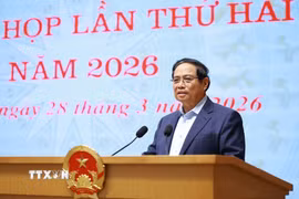 Thủ tướng Phạm Minh Chính phát biểu tại phiên họp lần thứ hai của Ban Chỉ đạo về phát triển khoa học công nghệ và Đề án 06. (Ảnh: Dương Giang/TTXVN)