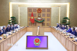 Quang cảnh buổi làm việc. (Ảnh: Văn Điệp/TTXVN)