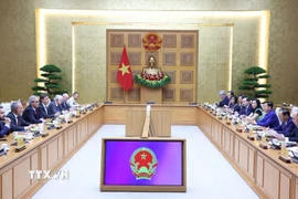 Quang cảnh buổi làm việc. (Ảnh: Văn Điệp/TTXVN)