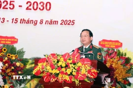 Đại tướng Trịnh Văn Quyết, Bí thư Trung ương Đảng, Chủ nhiệm Tổng cục Chính trị Quân đội Nhân dân Việt Nam dự và chỉ đạo Đại hội. (Ảnh: Xuân Khu/TTXVN)