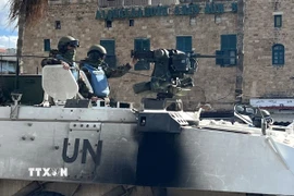Đoàn xe của Lực lượng Lâm thời của Liên hợp quốc tại Liban (UNIFIL) được triển khai tại Sidon, Liban. (Ảnh: THX/TTXVN)