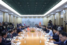 Tổng Bí thư Tô Lâm hội kiến Chủ tịch Quốc hội Hàn Quốc Woo Won Sik. (Ảnh: Thống Nhất/TTXVN)