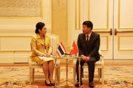 Thứ trưởng Ngoại giao Nguyễn Mạnh Cường tiếp Thứ trưởng Bộ Ngoại giao Thái Lan Lalivan Karnchanachari. (Ảnh: Hồng Đạt/TTXVN)