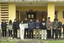 Những đối tượng liên quan đến đường dây lừa đảo vừa bị Công an tỉnh Quảng Trị phối hợp triệt phá, bắt giữ. (Ảnh: Công an tỉnh Quảng Trị)