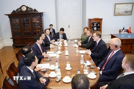 Thủ tướng Phạm Minh Chính hội đàm với Thủ tướng Cộng hòa Estonia Kristen Michal. (Ảnh: Dương Giang/TTXVN)