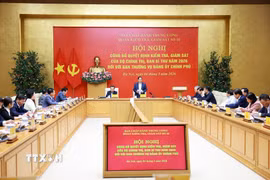 Hội nghị công bố Quyết định kiểm tra, giám sát của Bộ Chính trị, Ban Bí thư năm 2026 đối với Ban Thường vụ Đảng ủy Chính phủ. (Ảnh: Dương Giang/TTXVN)
