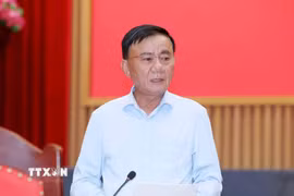 Thường trực Ban Bí thư Trần Cẩm Tú phát biểu chỉ đạo buổi làm việc. (Ảnh: Phương Hoa/TTXVN)