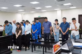 Các bị cáo tại phiên tòa. (Ảnh: Kim Anh/TTXVN)