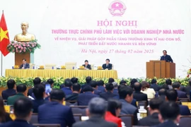 Hội nghị Thường trực Chính phủ làm việc với doanh nghiệp nhà nước ngày 27/2/2025. (Ảnh: Dương Giang/TTXVN)