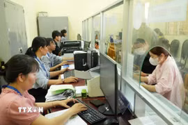 Cán bộ, công chức ở xã Thái Mỹ (Thành phố Hồ Chí Minh) thường xuyên phải tăng ca phục vụ giải quyết hồ sơ hành chính cho người dân. (Ảnh: Hữu Duyên/TTXVN)