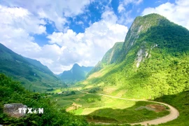 Thung lũng Xuân Trường nằm trong vùng Công viên Địa chất Toàn cầu UNESCO Non nước Cao Bằng. (Ảnh: TTXVN phát)
