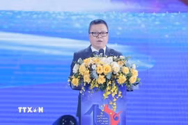 Ông Lê Quốc Minh, Ủy viên Trung ương Đảng, Phó Trưởng Ban Tuyên giáo và Dân vận Trung ương, Chủ tịch Hội Nhà báo Việt Nam, Tổng Biên tập báo Nhân Dân phát biểu tại Lễ trao Giải Báo chí Quốc gia lần thứ XIX. (Ảnh: Minh Quyết/TTXVN)