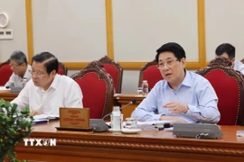 Chủ tịch nước Lương Cường phát biểu chỉ đạo tại buổi làm việc của Bộ Chính trị với Ban Thường vụ Thành ủy Huế. (Ảnh: Lâm Khánh/TTXVN)