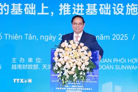 Thủ tướng Phạm Minh Chính phát biểu tại Diễn đàn kết nối doanh nghiệp Việt Nam-Trung Quốc. (Ảnh: Dương Giang/TTXVN)
