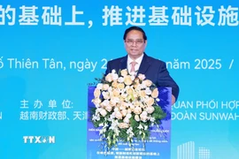 Thủ tướng Phạm Minh Chính phát biểu tại Diễn đàn kết nối doanh nghiệp Việt Nam-Trung Quốc. (Ảnh: Dương Giang/TTXVN)