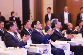 Thủ tướng Phạm Minh Chính tham dự Diễn đàn kết nối doanh nghiệp Việt Nam-Trung Quốc. (Ảnh: Dương Giang/TTXVN)