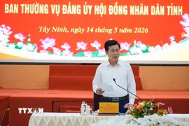 Thượng tướng Đỗ Xuân Tụng, Ủy viên Trung ương Đảng, Phó Chủ nhiệm Tổng cục Chính trị Quân đội nhân dân Việt Nam làm Phó trưởng Đoàn kiểm tra, phát biểu kết luận. (Ảnh: Thanh Bình/TTXVN)