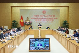 Thủ tướng Phạm Minh Chính chủ trì Phiên họp lần thứ 28 của Ban Chỉ đạo Quốc gia về chống khai thác hải sản bất hợp pháp, không báo cáo và không theo quy định. (Ảnh: Dương Giang/TTXVN)