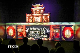 Ra mắt vở “Kinh đô Thăng Long” bằng công nghệ 3D mapping và Không gian trải nghiệm số. (Ảnh: Thanh Tùng/TTXVN)